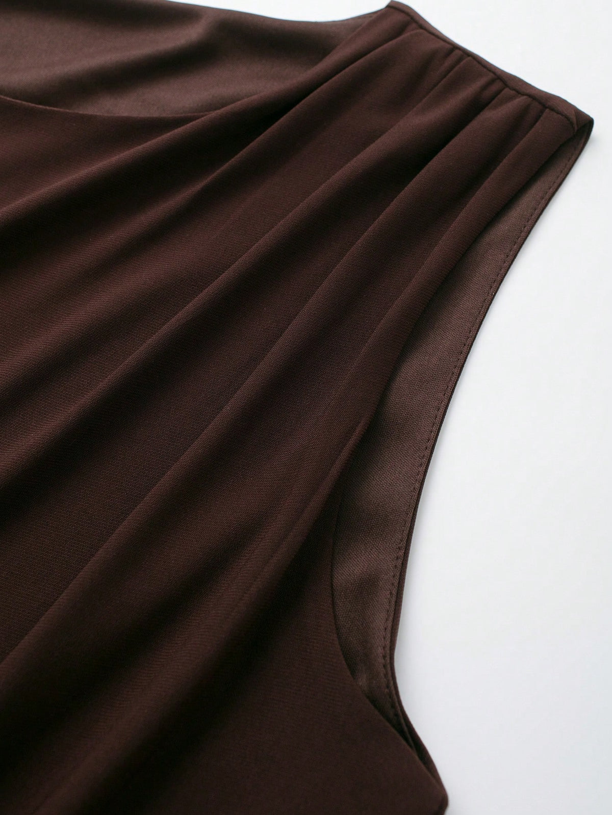 Women's Solid Color Round Neck Casual Draped Tank Top Summer Brown