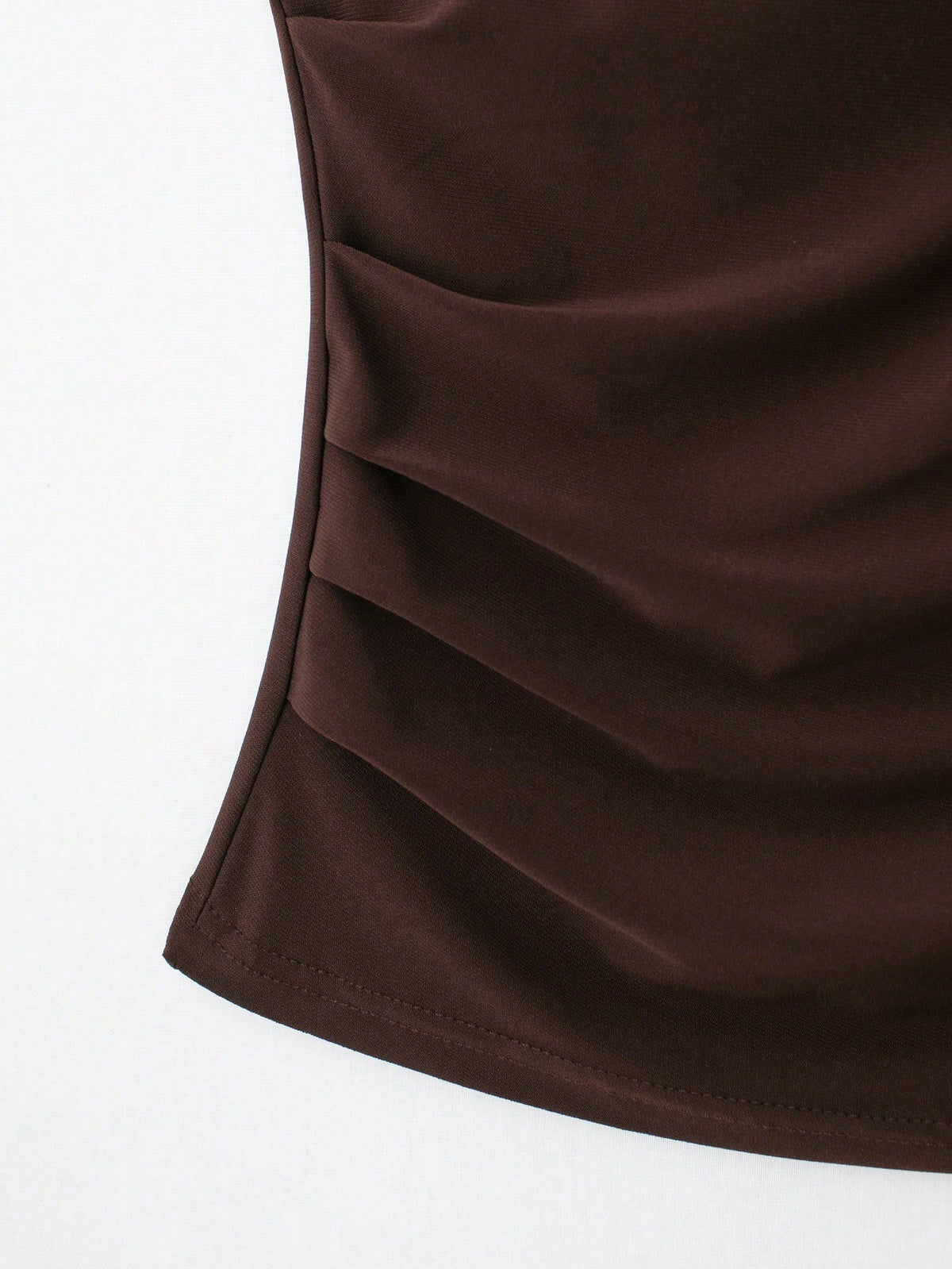 Women's Solid Color Round Neck Casual Draped Tank Top Summer Brown