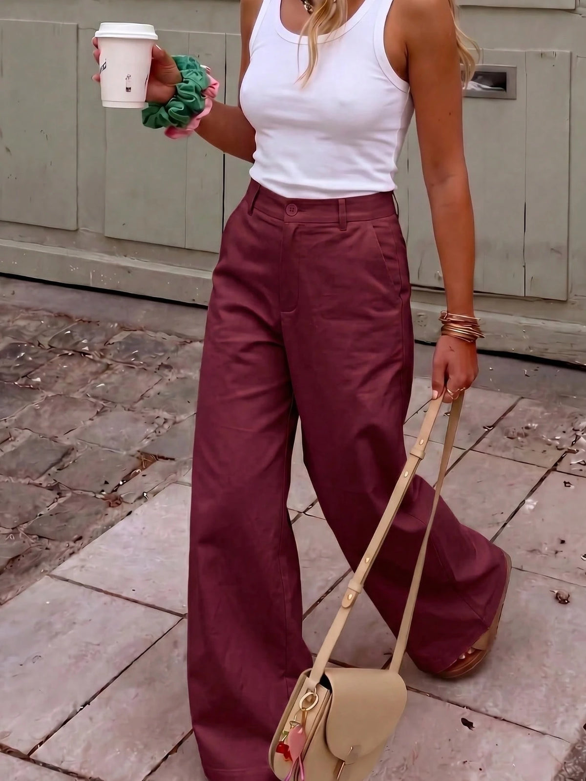 Women's Solid Color Wide Leg Pants, All Season, Casual, Office, Back To School, Party, Summer Long Pants