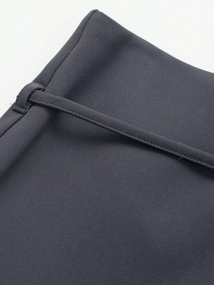 Women's Solid Color Zipper Waist Belt Skorts Summer Brown, Everyday Wear
