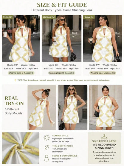 Women's Spring/Summer New Fashion Elegant Casual Minimalist Commute Vacation Street Style Round Neck Tie-Up Fitted Back Sleeveless Floral Digital Print Deep V-Neck Spaghetti Strap Sleeveless Short Dre