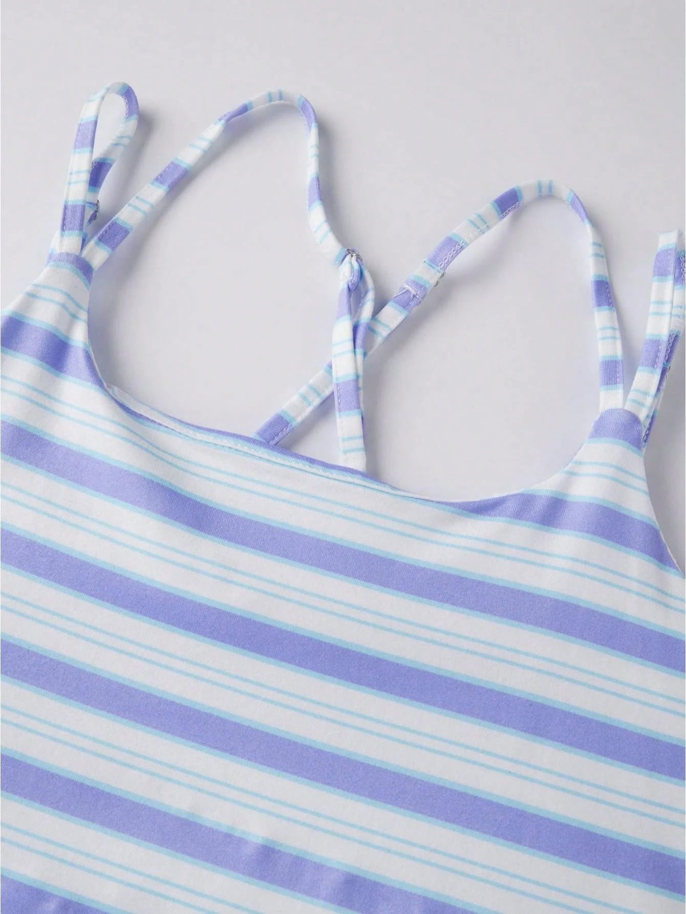 Women's Striped Mini Cami Dress Spaghetti Strap Square Neck Bodycon Short Dress Summer Sleeveless Backless Slim Fit Going Out Dresses Beach Sundress