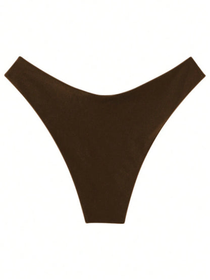 Women's Summer Beach Sexy Solid Color Low Waist Bikini Triangle Bottoms