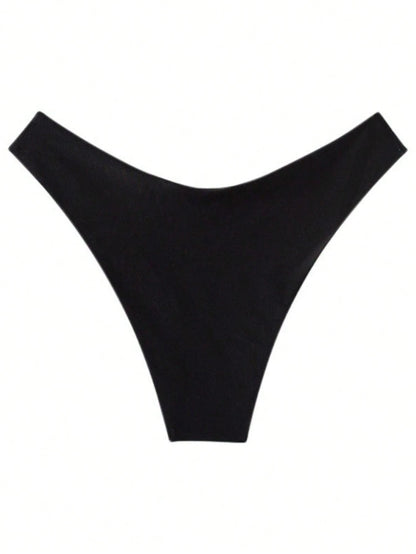 Women's Summer Beach Sexy Solid Color Low Waist Bikini Triangle Bottoms