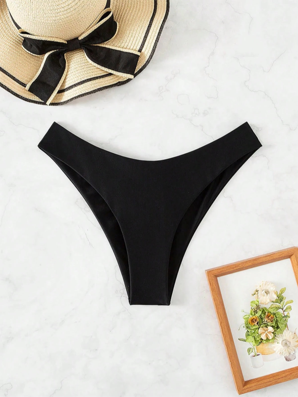 Women's Summer Beach Sexy Solid Color Low Waist Bikini Triangle Bottoms