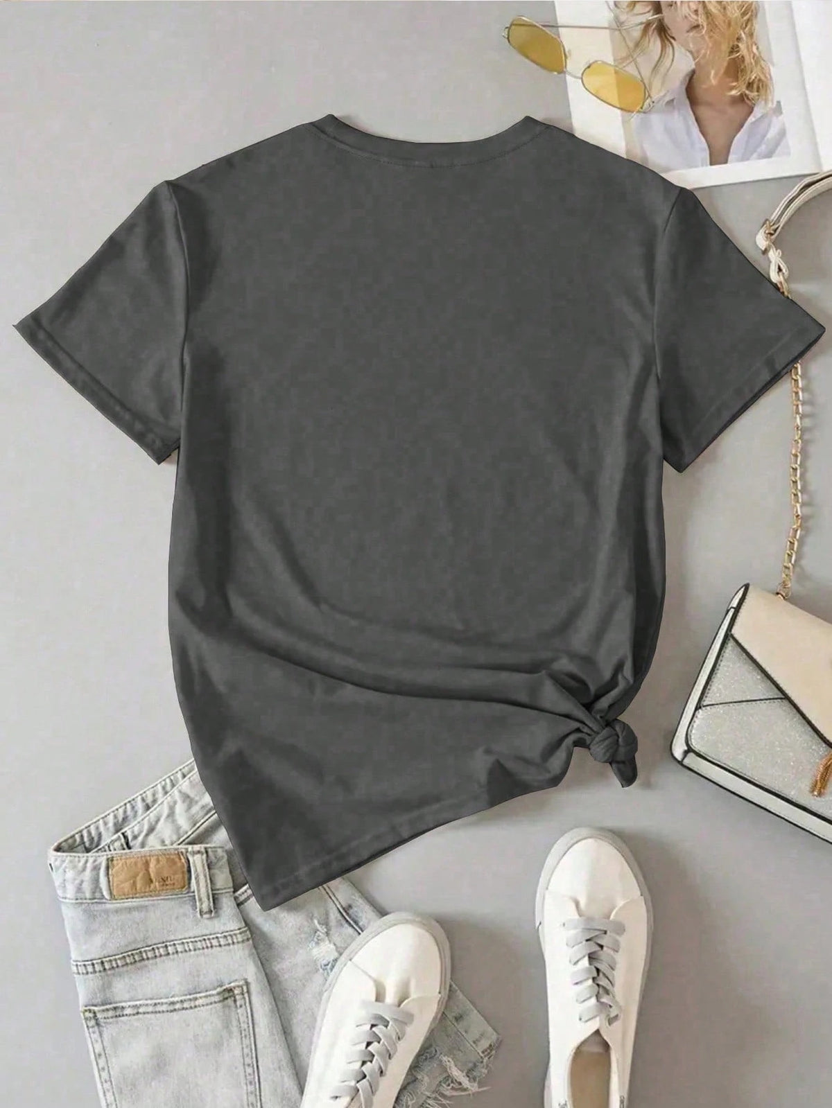 Women's Summer Letter Print Crew Neck Short Sleeve Casual T-Shirt