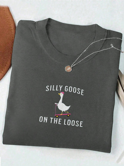 Women's Summer Letter Print Crew Neck Short Sleeve Casual T-Shirt