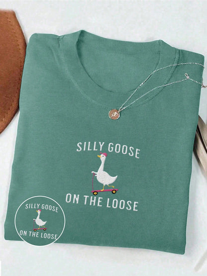Women's Summer Letter Print Crew Neck Short Sleeve Casual T-Shirt