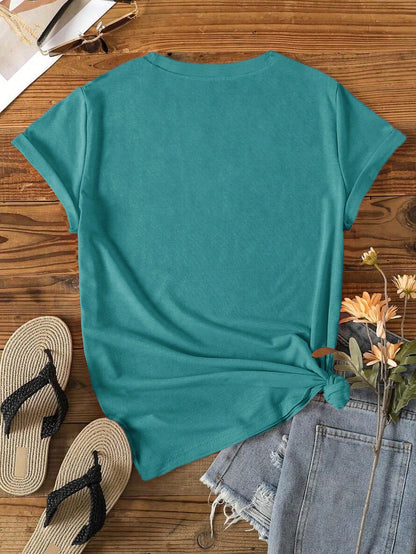 Women's Summer Letter Print Crew Neck Short Sleeve Casual T-Shirt
