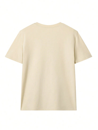 Women's Summer New Minimalist Fashion Tiger Mouth Bubble Print Casual Vacation Loose Versatile Round Neck Green Short Sleeve T-Shirt, Fashionable Everyday Top, Suitable For Daily Vacation Wear White