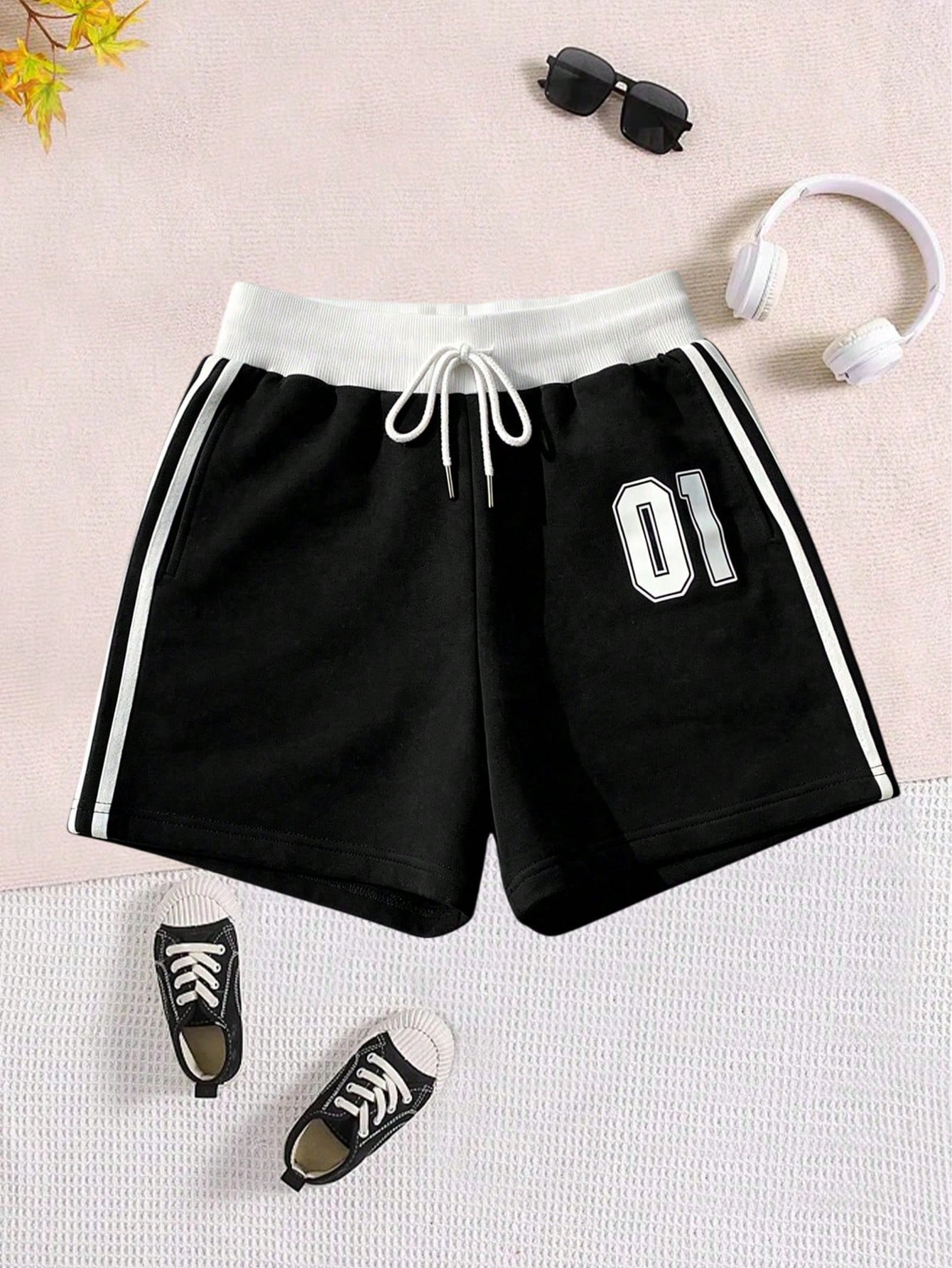 Women's Summer Outdoor Casual Shorts With Number Pattern, Easy To Match All Outfits Sports