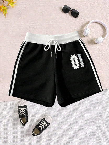 Women's Summer Outdoor Casual Shorts With Number Pattern, Easy To Match All Outfits Sports