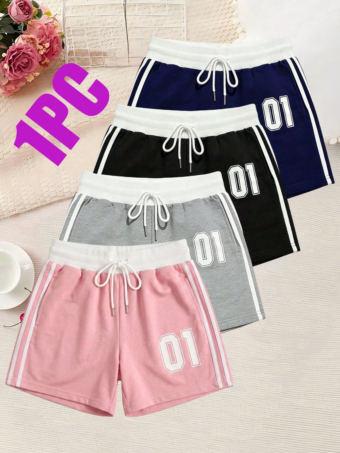 Women's Summer Outdoor Casual Shorts With Number Pattern, Easy To Match All Outfits Sports