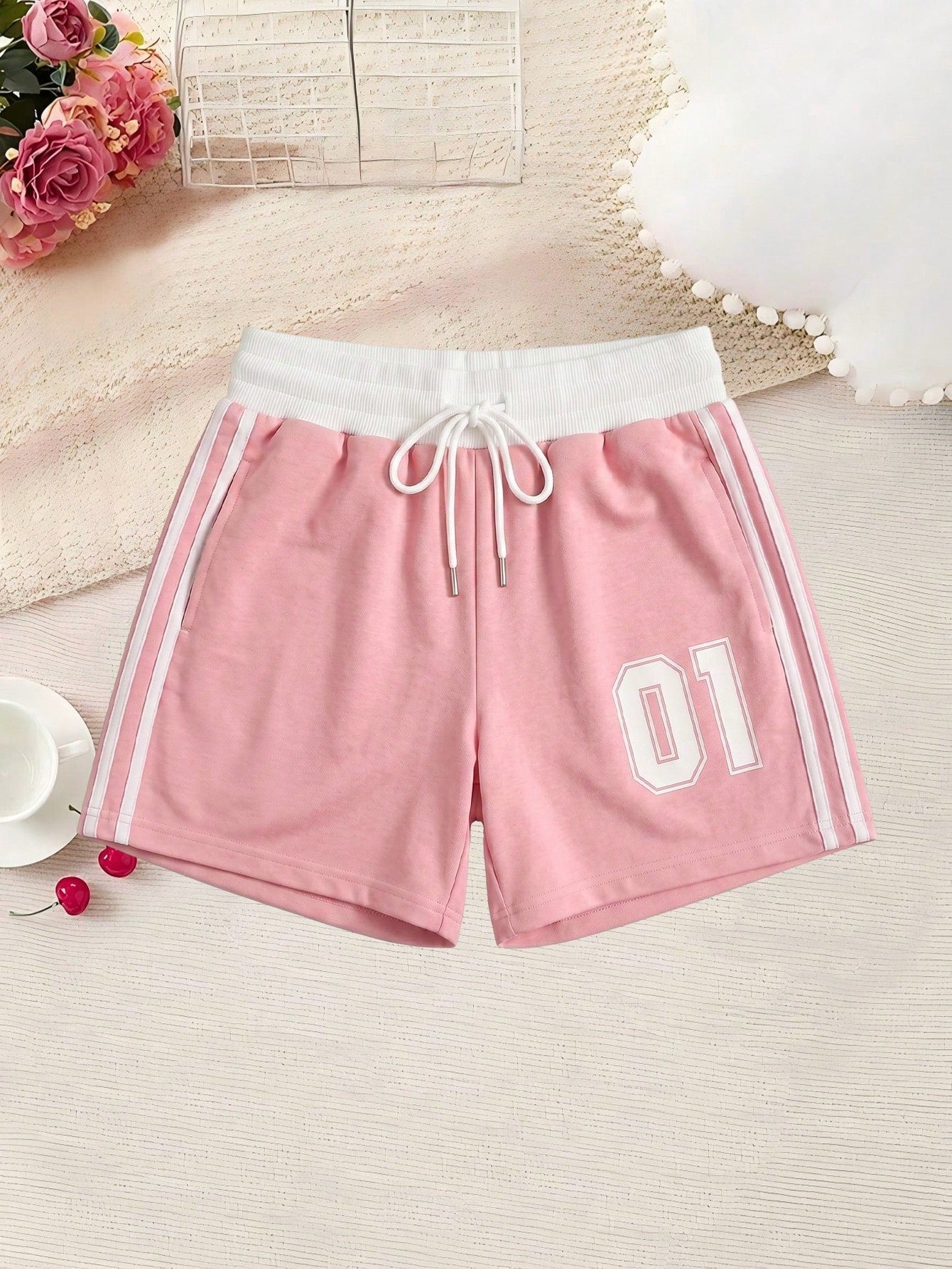 Women's Summer Outdoor Casual Shorts With Number Pattern, Easy To Match All Outfits Sports