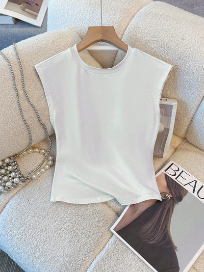 Women's Summer Solid Color Backless Casual Versatile Workout Sleeveless Tank Top