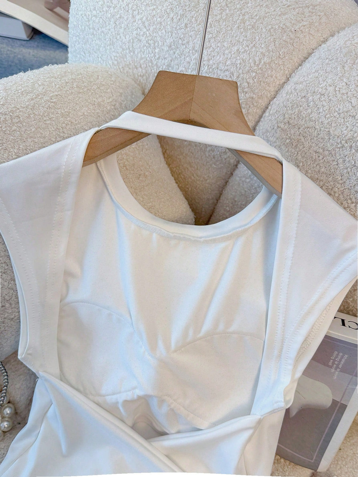 Women's Summer Solid Color Backless Casual Versatile Workout Sleeveless Tank Top