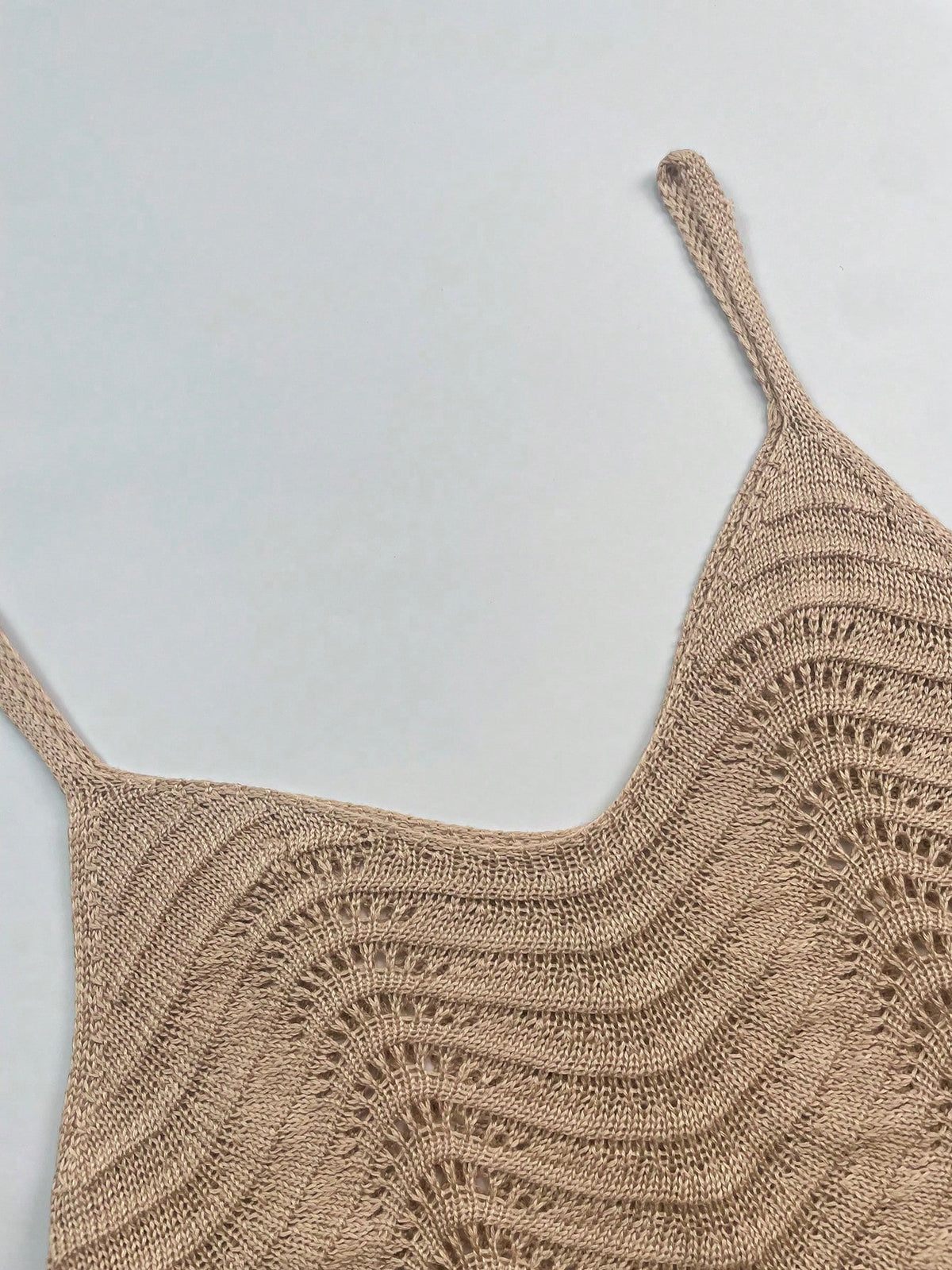 Women's Summer Solid Color European And American Short Knitted Spaghetti Strap Sexy Hollow Out Sheer Beach Cover Up Dress Vacation