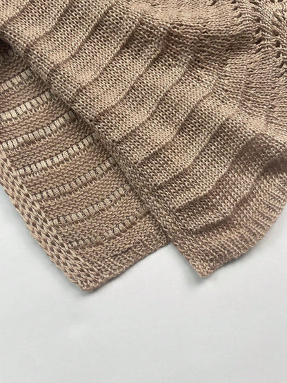 Women's Summer Solid Color European And American Short Knitted Spaghetti Strap Sexy Hollow Out Sheer Beach Cover Up Dress Vacation
