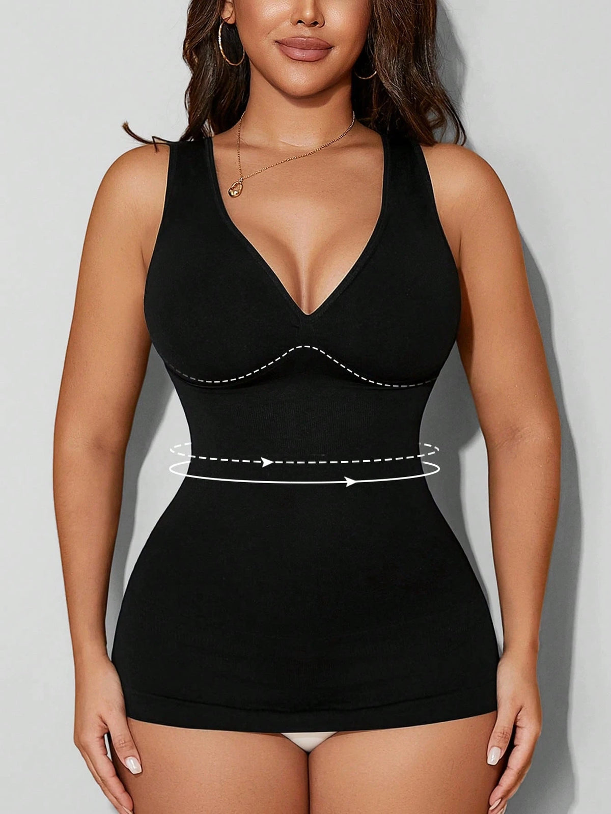 Women's V-Neck Seamless Compression Sports Shapewear Tank Top Casual Black Summer