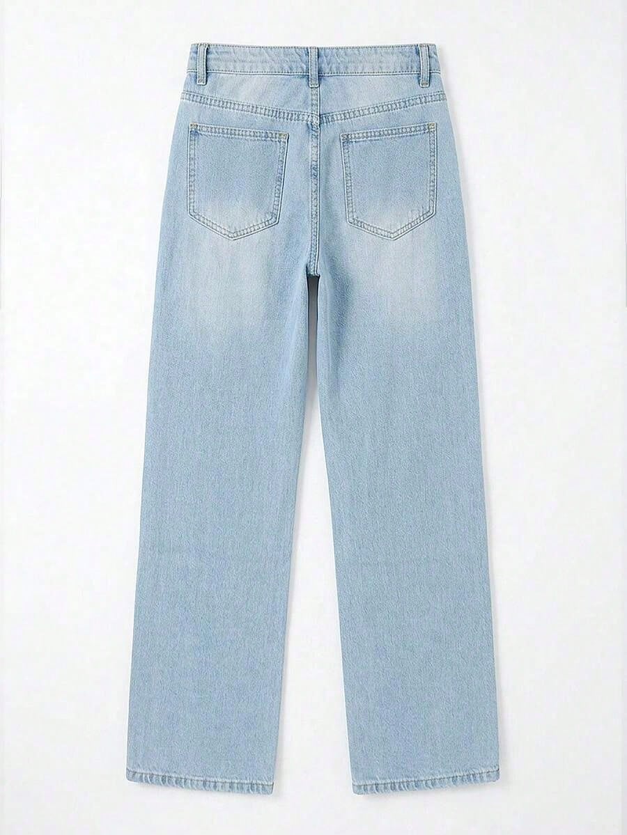 Women's Vintage Loose Stacked Straight Leg Jeans Casual Spring