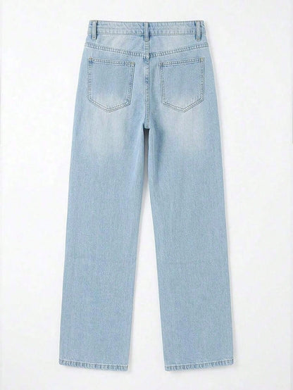 Women's Vintage Loose Stacked Straight Leg Jeans Casual Spring