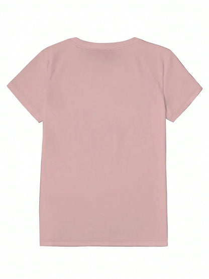 Women's Vintage Western Cow Skull Floral Print Round Neck T-Shirt- Lavender Color Casual Short Sleeve Top