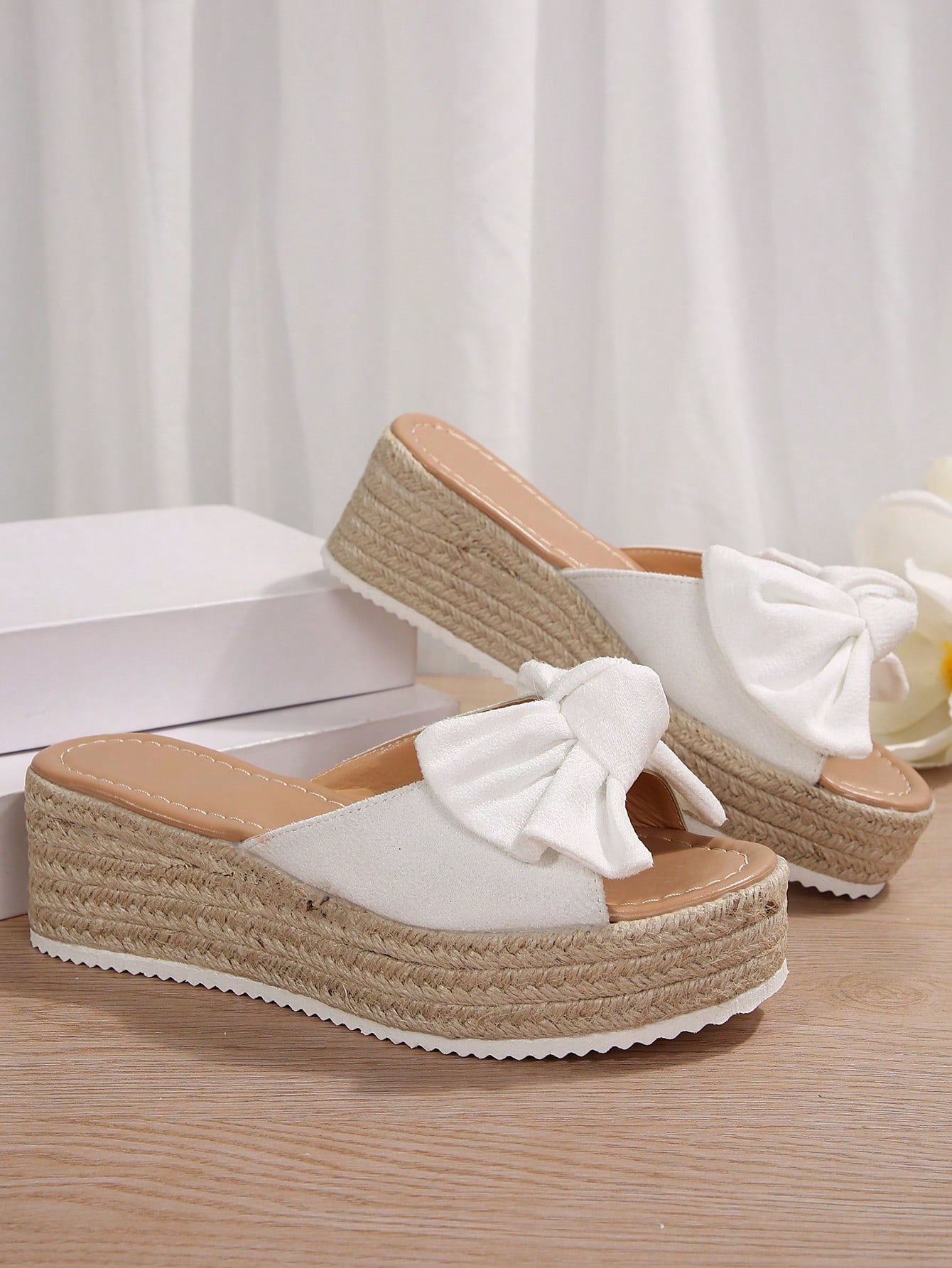 Women's Wedge Heel Thick Sole Sandals Slippers Platform Open-Toe Summer Shoes, Large Size Linen Sole Sandals,Travel Essential