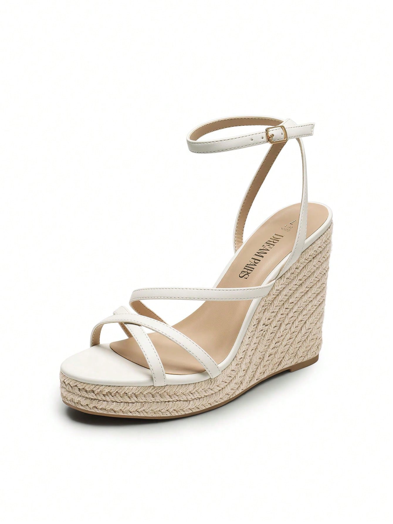 Women's Wedge Sandals Strappy Espadrille Platform Open Toe Dressy Summer Comfortable Cushioned Insole Ankle Strap Buckle Sandals