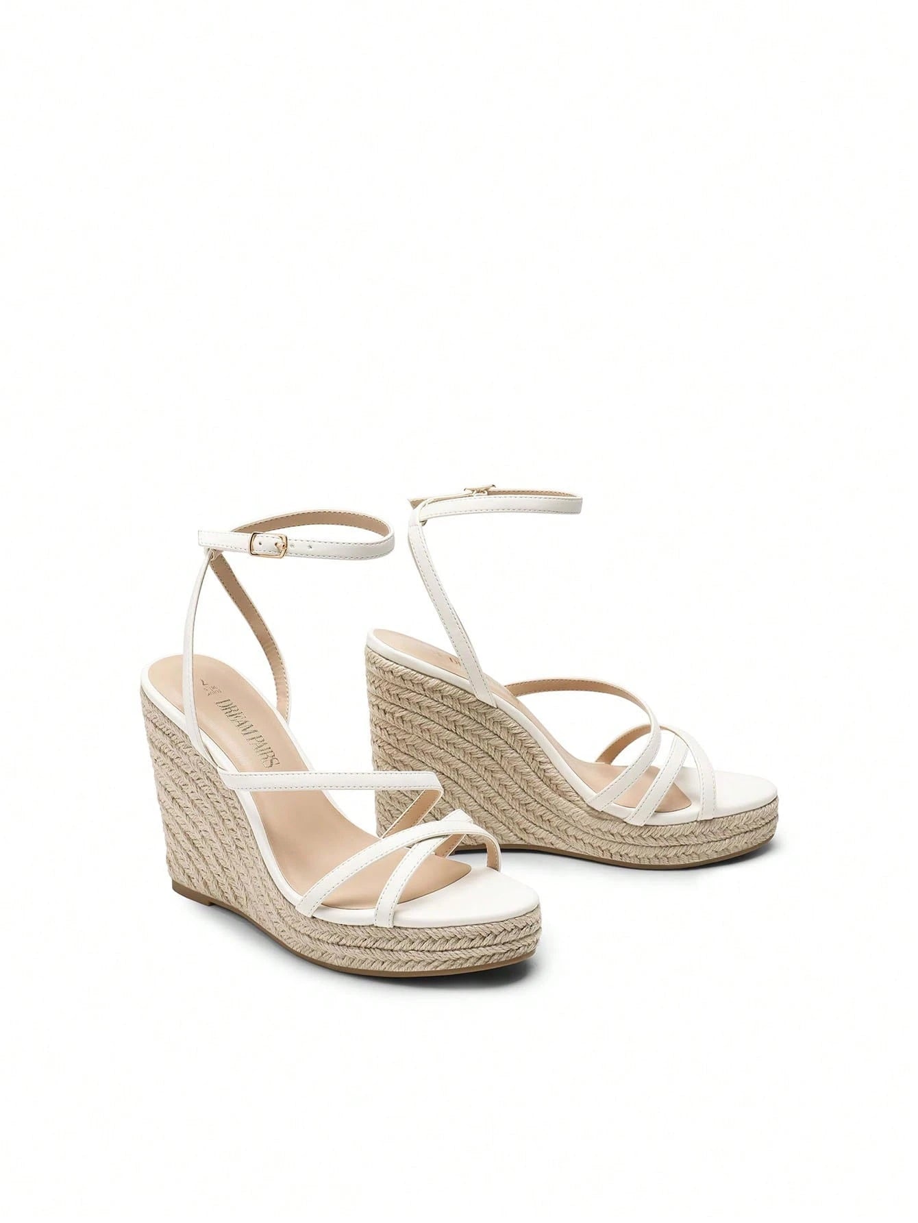 Women's Wedge Sandals Strappy Espadrille Platform Open Toe Dressy Summer Comfortable Cushioned Insole Ankle Strap Buckle Sandals