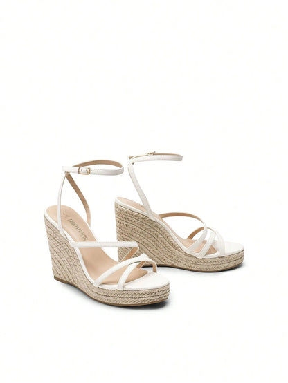Women's Wedge Sandals Strappy Espadrille Platform Open Toe Dressy Summer Comfortable Cushioned Insole Ankle Strap Buckle Sandals