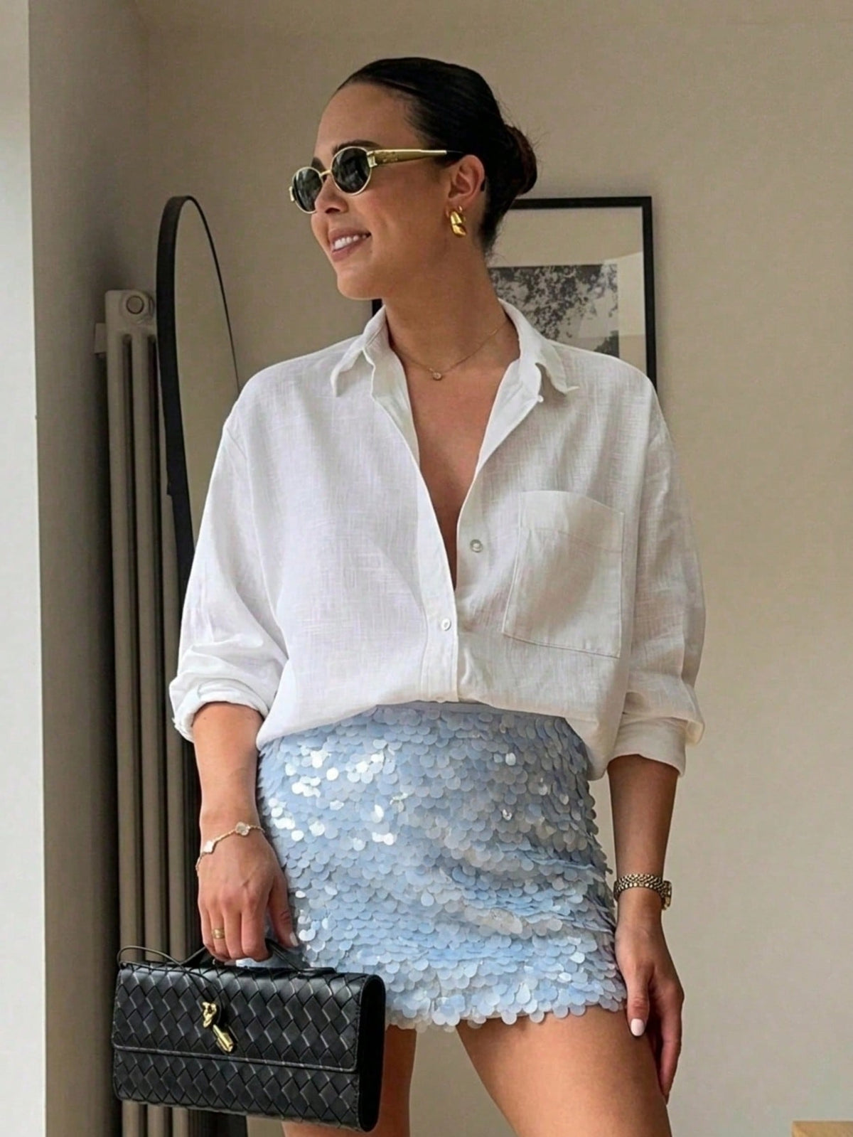Women's Y2K Elegant Chic Shiny Mini Skirt, High Waist, Spring/Summer Party Club & Back To School