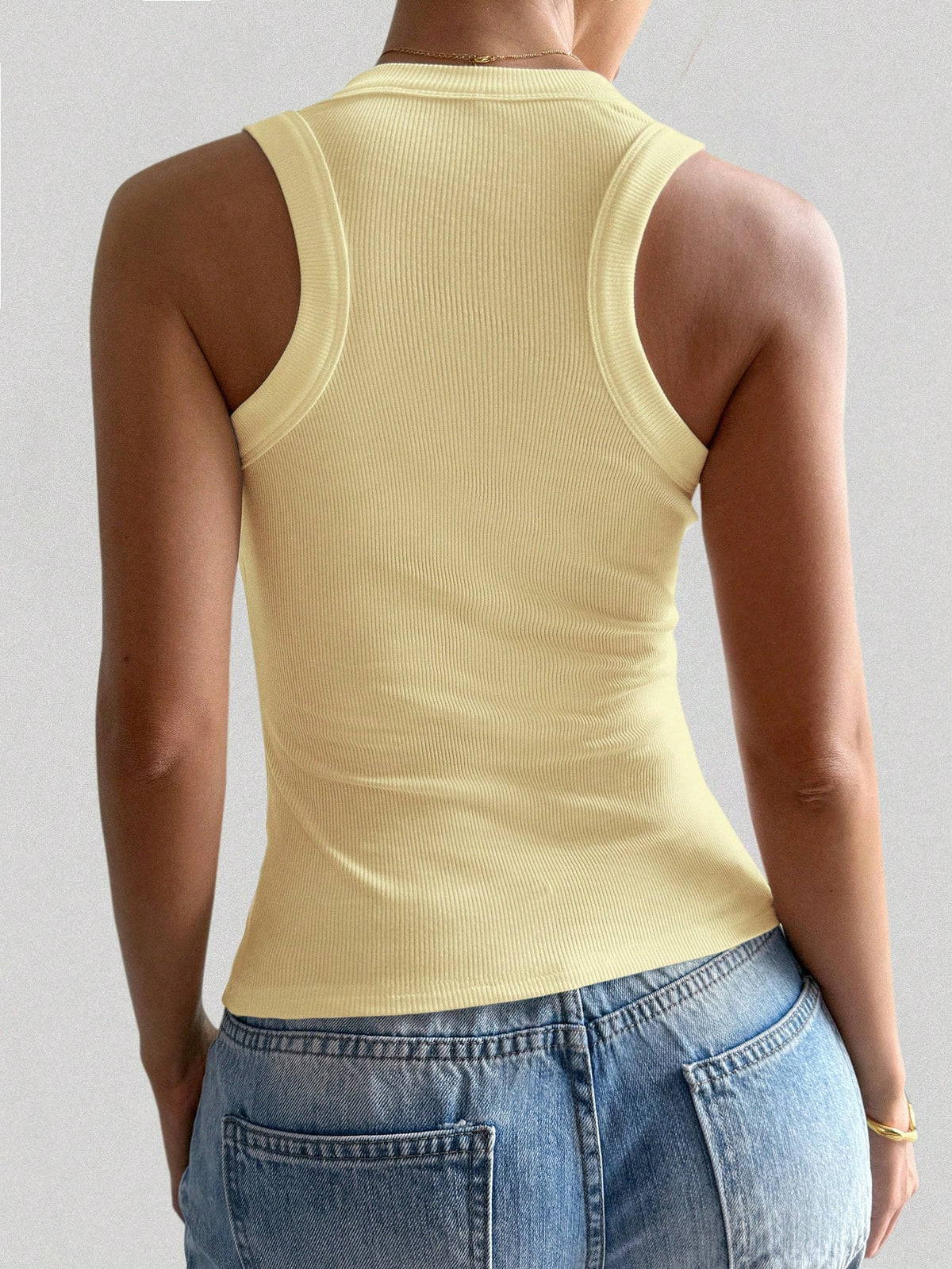 Women's Y2K Sexy Basic Casual Sports Homewear Square Neck Top, Summer Yellow
