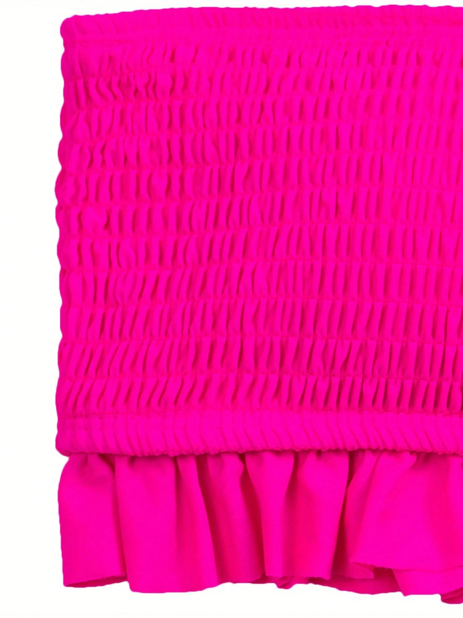 Women Swimsuit, Ruffle Bikini, Patchwork Flouncing Off-Shoulder Sleeveless Push Up Low Waist Briefs, No Shoulder Strap