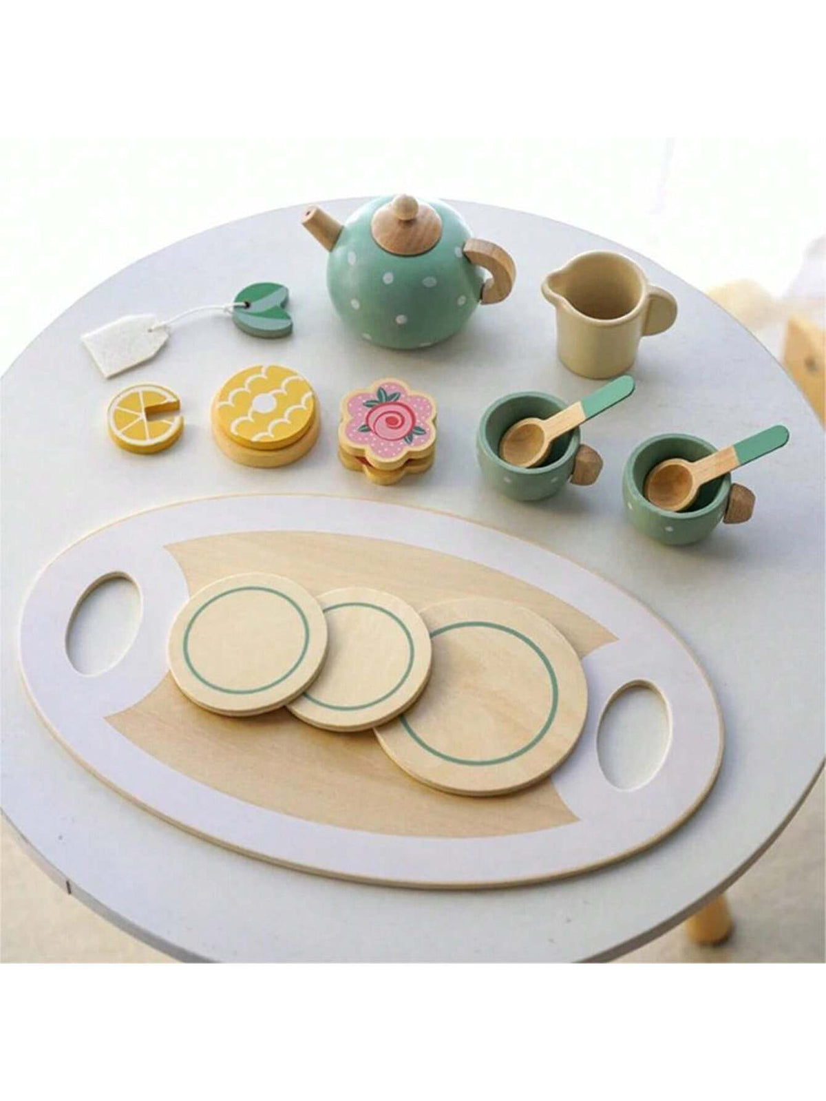 Wooden Afternoon Tea Set Toy Pretend Play Food Learning Role Play Game Early Educational Toys For Toddlers Girls Boys Kids Gifts