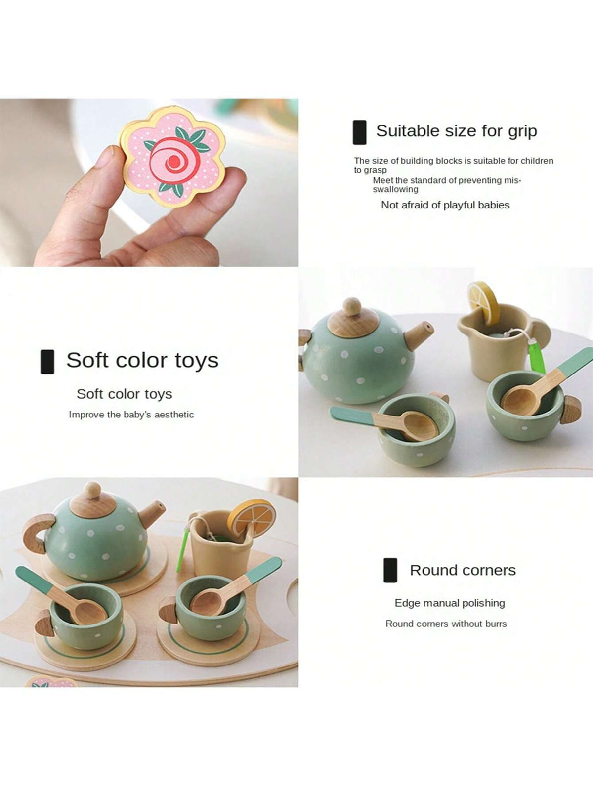 Wooden Afternoon Tea Set Toy Pretend Play Food Learning Role Play Game Early Educational Toys For Toddlers Girls Boys Kids Gifts