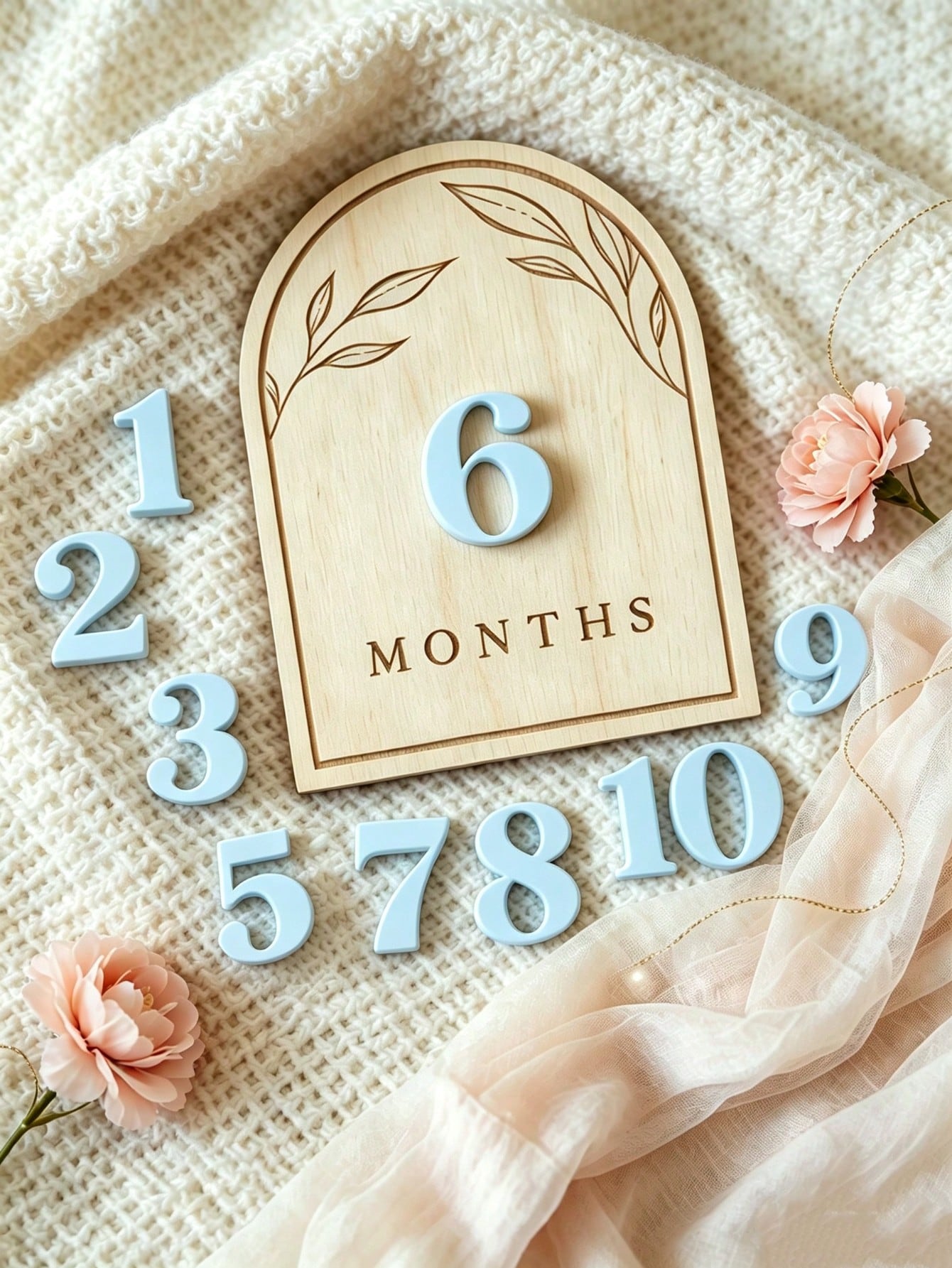 Wooden Double-Sided Milestone Sign Set, Interchangeable Milestone Card Set, Double-Sided Baby Milestone Birth Announcement Board, Baby Monthly Growth Record Markers, Newborn 1-12 Months Photo Props, N