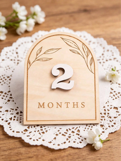 Wooden Double-Sided Milestone Sign Set, Interchangeable Milestone Card Set, Double-Sided Baby Milestone Birth Announcement Board, Baby Monthly Growth Record Markers, Newborn 1-12 Months Photo Props, N