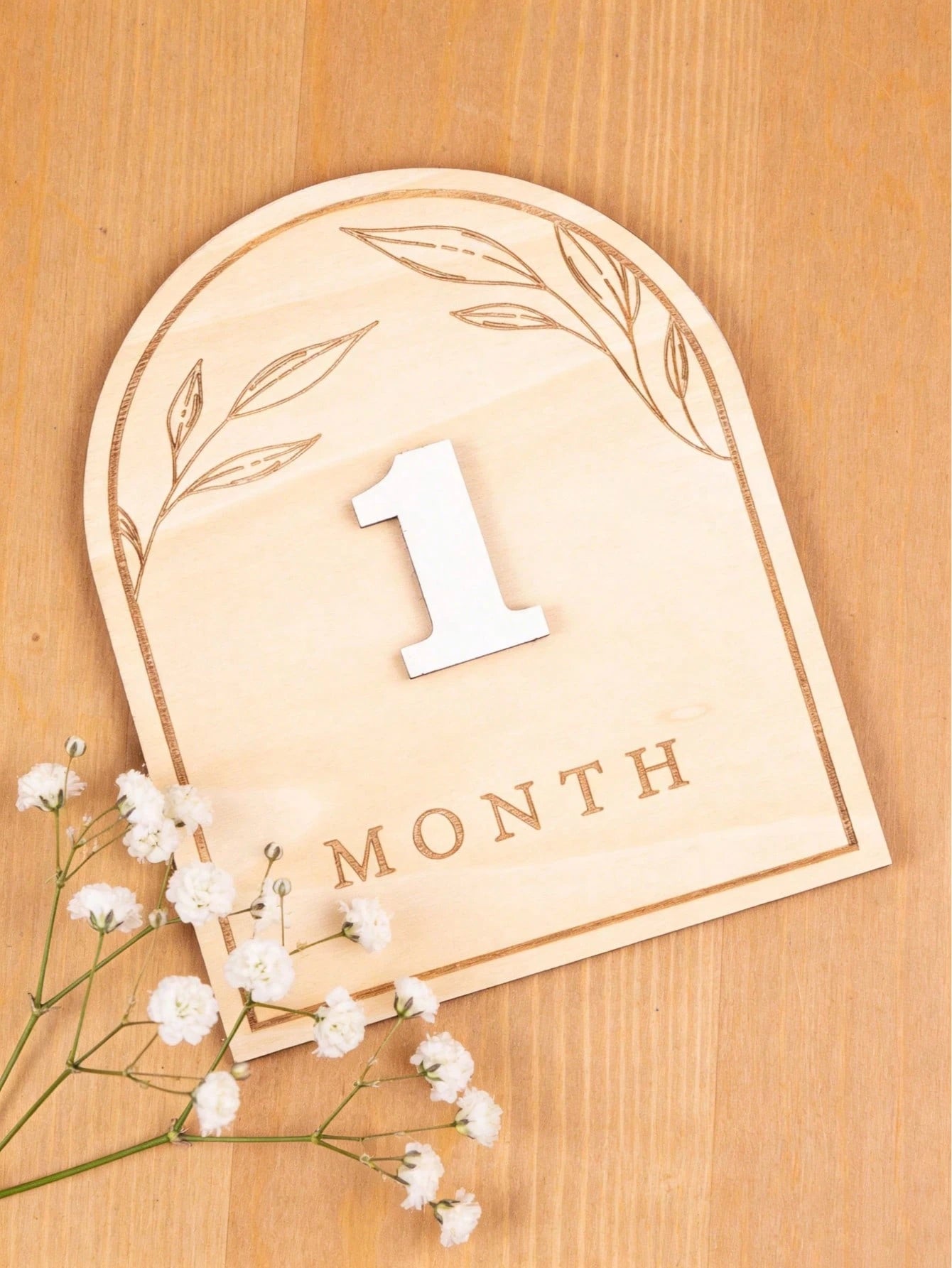 Wooden Double-Sided Milestone Sign Set, Interchangeable Milestone Card Set, Double-Sided Baby Milestone Birth Announcement Board, Baby Monthly Growth Record Markers, Newborn 1-12 Months Photo Props, N