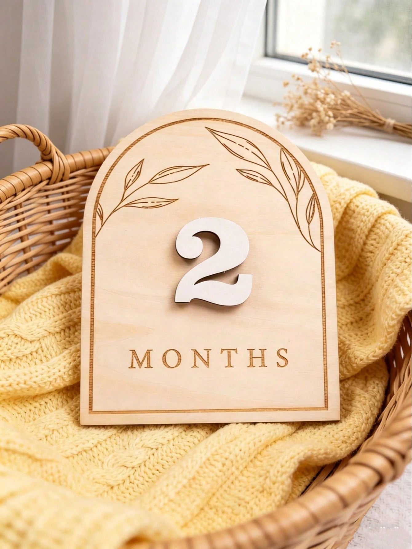Wooden Double-Sided Milestone Sign Set, Interchangeable Milestone Card Set, Double-Sided Baby Milestone Birth Announcement Board, Baby Monthly Growth Record Markers, Newborn 1-12 Months Photo Props, N