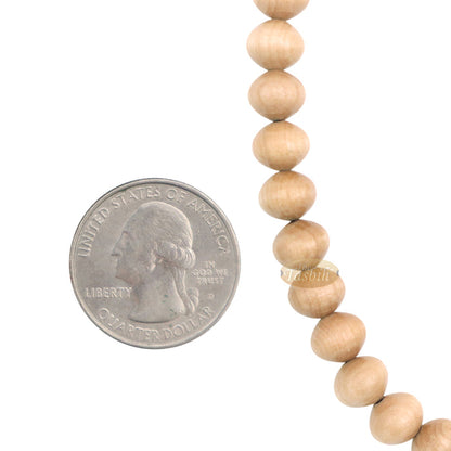 Wooden Muslim Tasbih - Light Brown Tapered Oval Beads 99-Ct Turkish 7x8 mm Stops