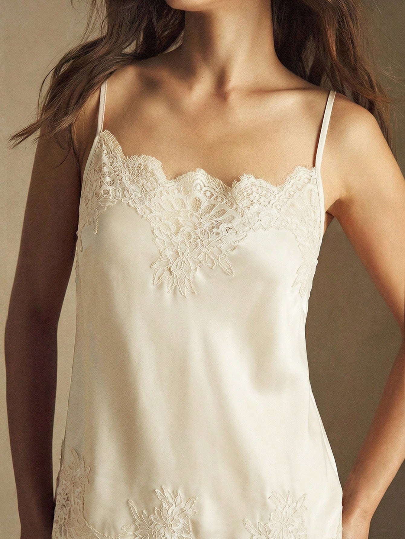 X ITS MICH BizChic Apricot Camisole Tank Top With Adjustable Straps, Lace Trim Splice, Elegant Sexy French Vintage Business Casual Commute Date Casual Sporty Country Style Daily Vacation Office