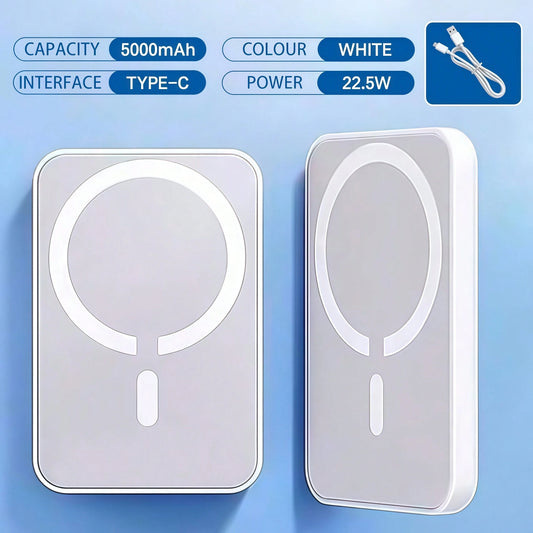 XBJ 5000/10000mAh Magnetic Wireless Power Bank, 22.5W Fast Charging Portable Magnetic Phone Charger, Mini Compact External Battery Pack Compatible With IPhone & Android Smartphones, Portable Emergency