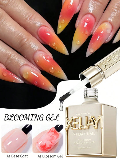 XEIJAYI 1pc 15ml UV LED Nail Polish- Protein Marble Watercolor Flower Printing Immersion Nail Polish, Suitable For Home Salon Nail Polish DIY