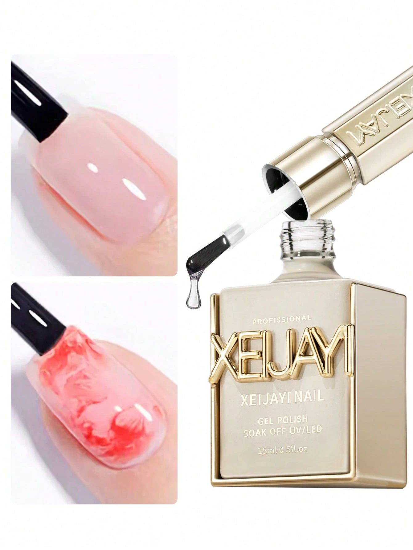 XEIJAYI 1pc 15ml UV LED Nail Polish- Protein Marble Watercolor Flower Printing Immersion Nail Polish, Suitable For Home Salon Nail Polish DIY