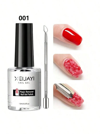 XEIJAYI Nail Polish Remover Gel, Quick-Dissolving Nail Polish Remover, Non-Damaging Nail Polish Remover, Nail Polish Remover Set With Steel Pusher And Nail File