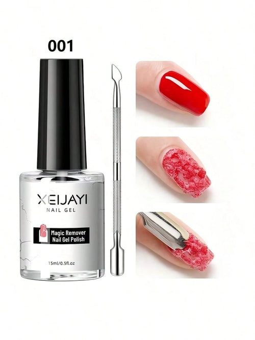 XEIJAYI Nail Polish Remover Gel, Quick-Dissolving Nail Polish Remover, Non-Damaging Nail Polish Remover, Nail Polish Remover Set With Steel Pusher And Nail File