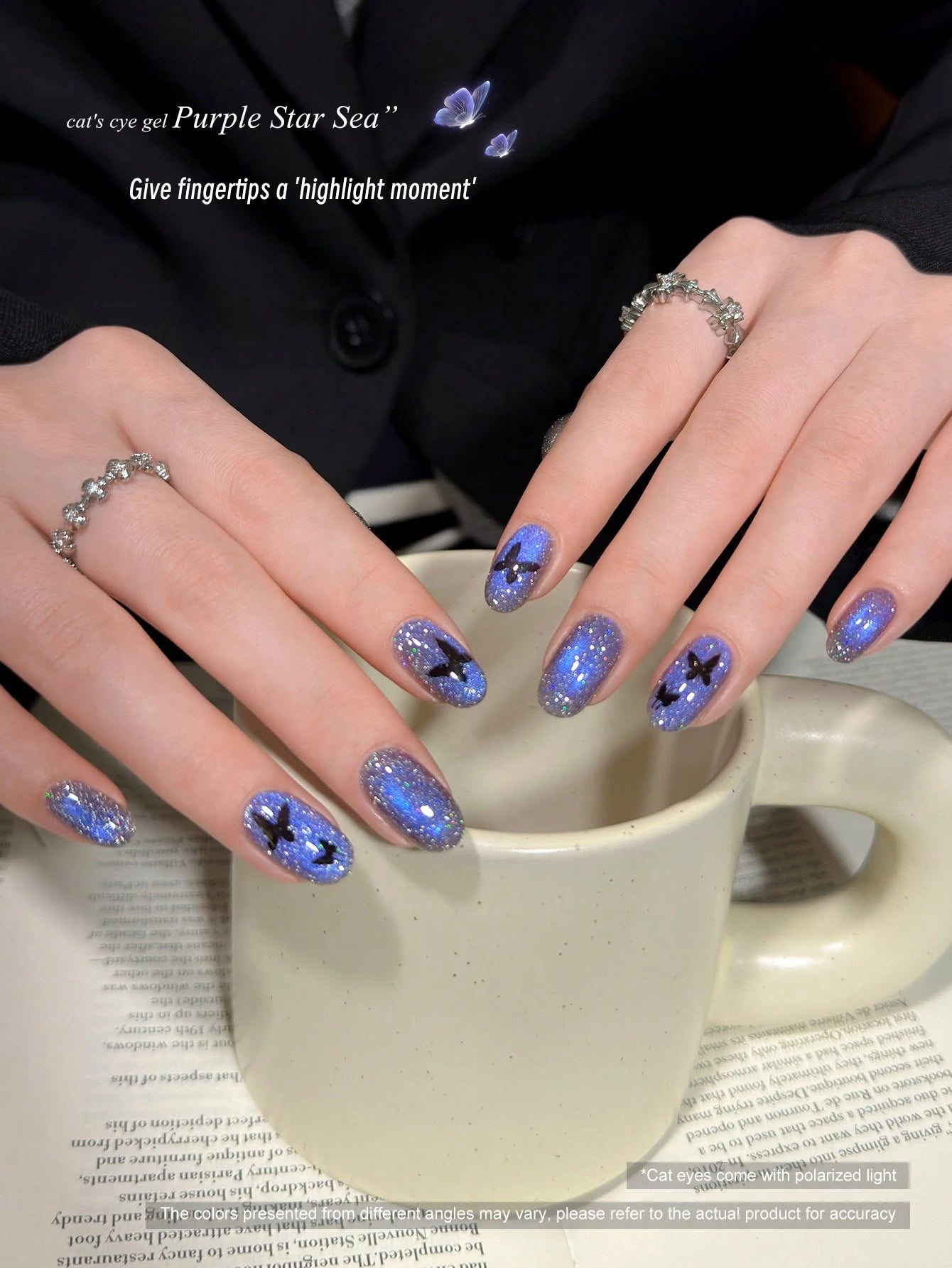 XEIJAYI New Autumn/Winter Ultra-Bright Nail Polish Dazzling Purple Galaxy Cat's Eye Gel Polish Fashionable And Versatile LED Magnetic Purple Cat's Eye Gel With Radiant Sparkle Perfect For DIY Manicure