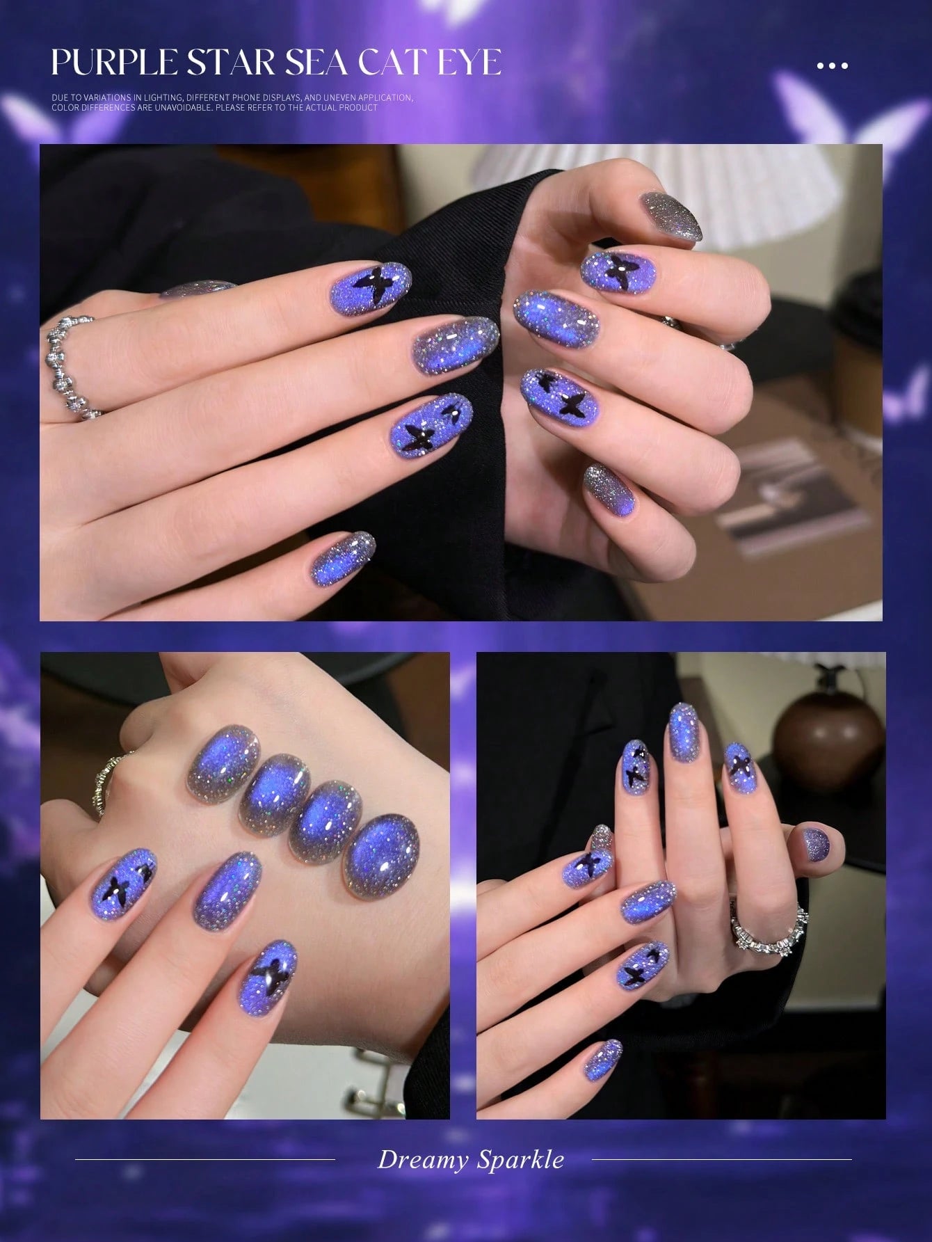 XEIJAYI New Autumn/Winter Ultra-Bright Nail Polish Dazzling Purple Galaxy Cat's Eye Gel Polish Fashionable And Versatile LED Magnetic Purple Cat's Eye Gel With Radiant Sparkle Perfect For DIY Manicure