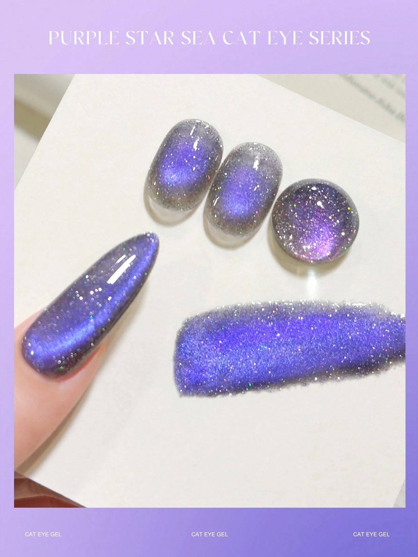 XEIJAYI New Autumn/Winter Ultra-Bright Nail Polish Dazzling Purple Galaxy Cat's Eye Gel Polish Fashionable And Versatile LED Magnetic Purple Cat's Eye Gel With Radiant Sparkle Perfect For DIY Manicure