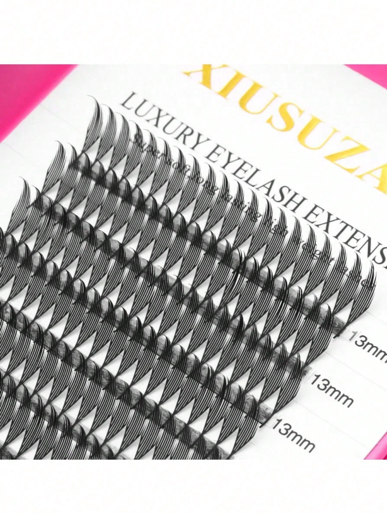 XIUSUZAKI 12-Row Manga Pointed Automatic Fan Pre-Made Grafting Eyelashes, Single-Strand Dense False Eyelashes For Cosplay